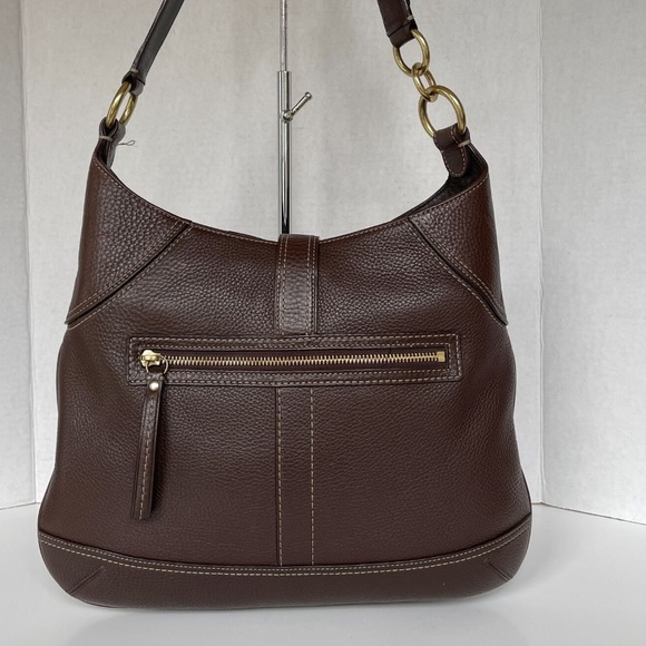 Coach 10210 Hamptons Slim Hobo Shoulder Bag Chocolate Brown Pebbled Leather - Picture 11 of 11